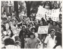 black and white photo of police brutality protest